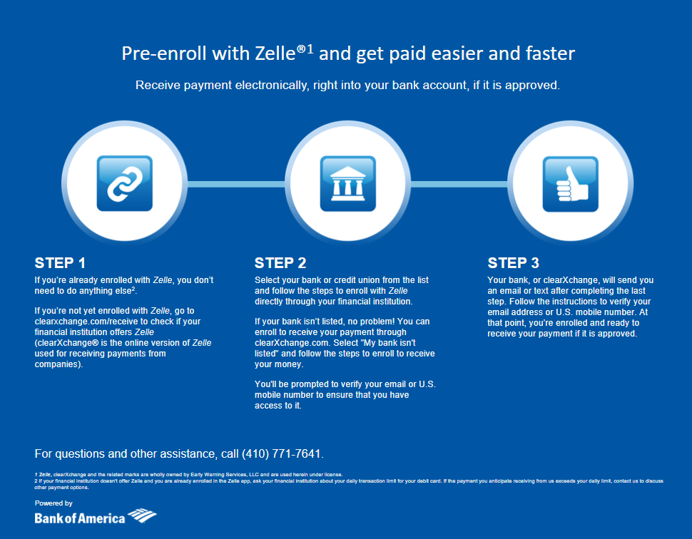 Pre-enroll with Zelle in 3 steps